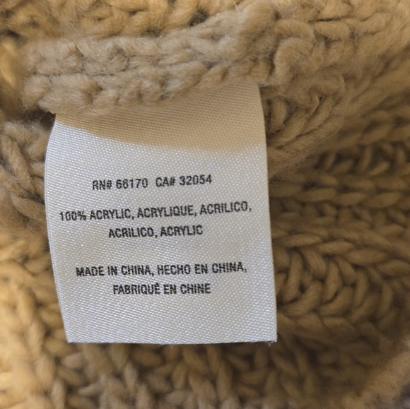 Moth Anthro Camel Cable Knit Crew Neck Bell Sleeve Lace-Up Back Sweater XS - Picture 6 of 7